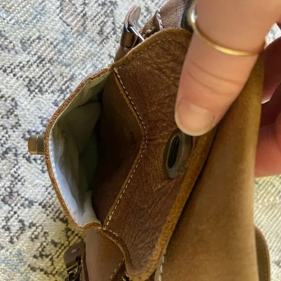 Vintage Roots Villager Tribe Brown Leather Purse with Long Adjustable Strap - Picture 9 of 11